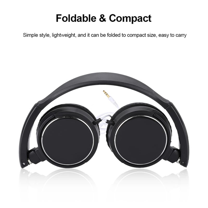fosa Foldable Head Mounted Headphone Mini Wired Headset Hands Compact Stereo HiFi Music Headset Support Rotatable Ear Cup Adjustable Headband Support TF Card - Image 2